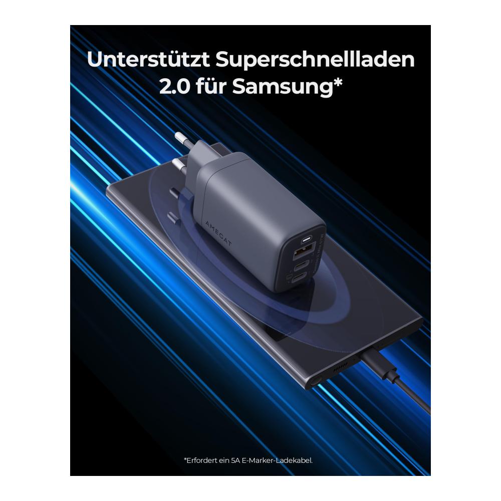 67W USB C Ladegerät Omnia II 3 Port GaN PD Charger für Tablet Laptop