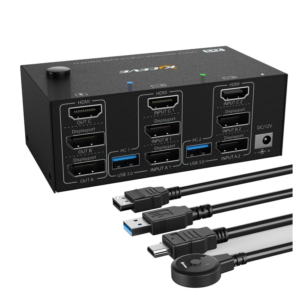 2×3 8K HDMI DP KVM switch