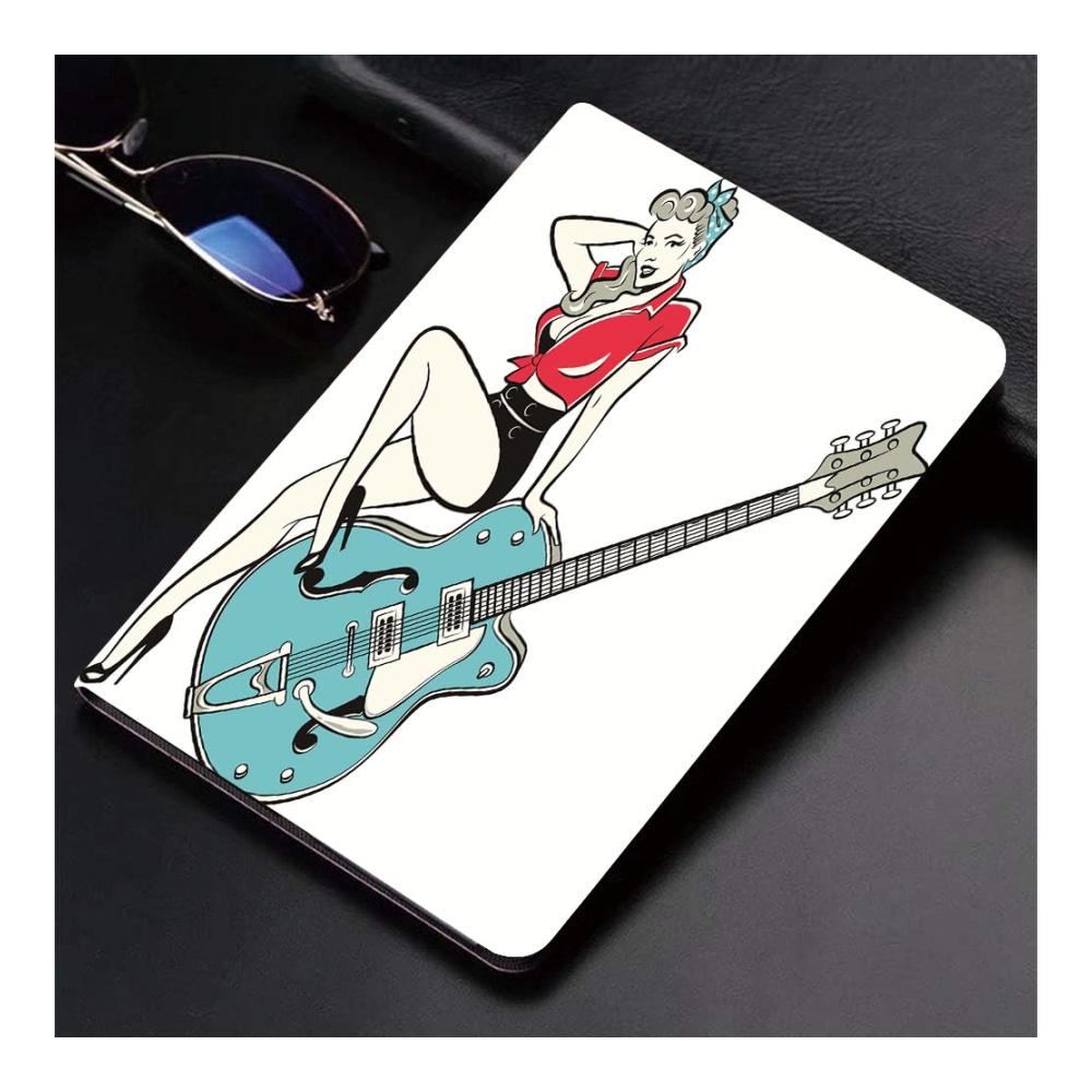 Weißes Retro-Rockabilly-Pinup-Mädchen, das auf A6